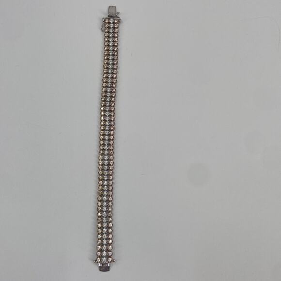 Dainty Sterling silver Trim color Cubic Zirconia tennis Bracelet - Picture 4 of 5